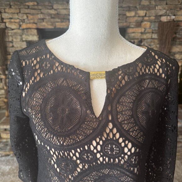 Black Lace Overlay Dress Size 8 AA Studio - Picture 7 of 9
